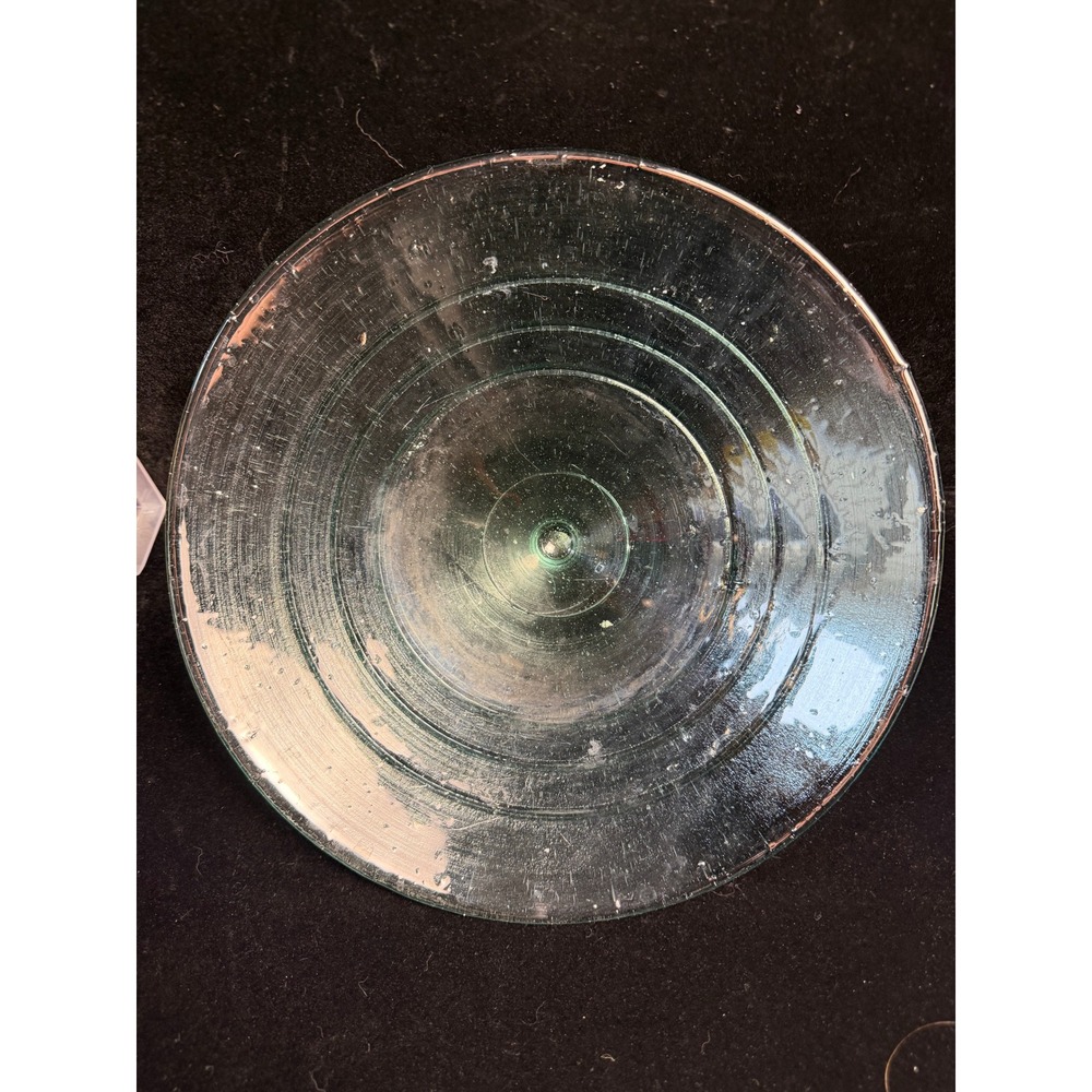 Antique Recycled Art Glass Light Blue Centerpiece Bowl --- 10.5"-L / 4"-H